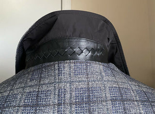 Neuer Bottega Veneta Herren Wendemantel aus schwerem Polyester mit Karomuster, Grau, 46 US/56Eu