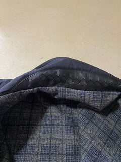 Neuer Bottega Veneta Herren Wendemantel aus schwerem Polyester mit Karomuster, Grau, 46 US/56Eu