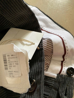Neu mit Etikett: 775 $ Brunello Cucinelli Herren-Cord-Samthose DK Grau 36 US/52 Eu Italien