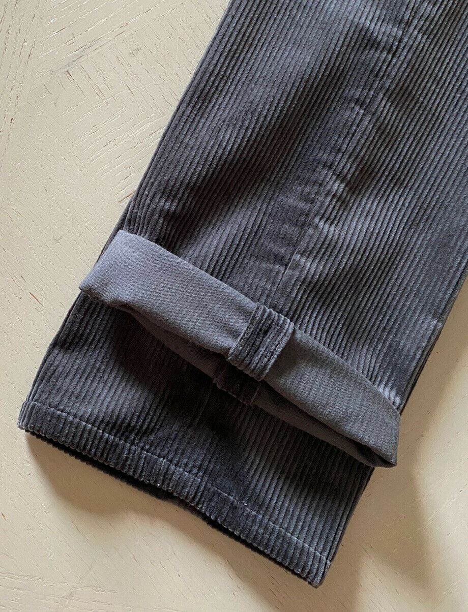 NWT $775 Brunello Cucinelli Mens Corduroy Velvet Pants DK Gray 36 US/52 Eu Italy