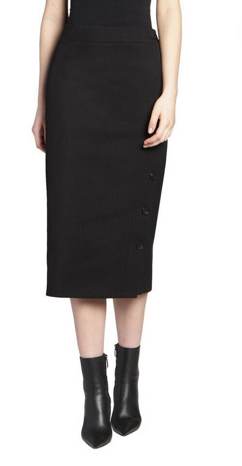 Neu $990 Balenciaga geknöpfter Bleistiftrock mit Seitenschlitz Schwarz 38/6 Italien