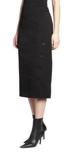 Neu $990 Balenciaga geknöpfter Bleistiftrock mit Seitenschlitz Schwarz 38/6 Italien