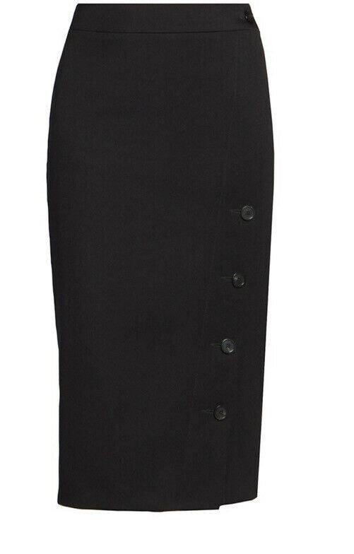 New $990 Balenciaga Buttoned Side Slit Pencil Skirt Black 38/6 Italy
