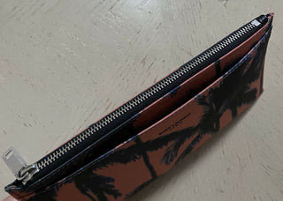 Neue Saint Laurent Damen-Geldbörse mit Reißverschluss, Fragmente, Palmenmuster, Nylon, Rosa, 556258