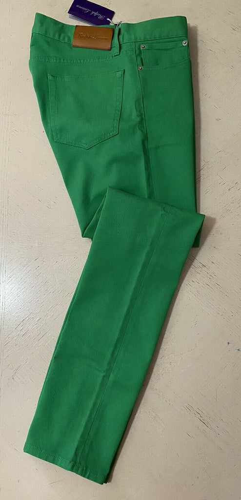 Neu mit Etikett: 495 $ Ralph Lauren Purple Label Herren Thompson Slim Jeans Hose Grün 32