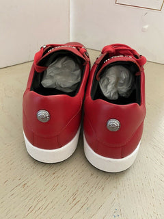 New $695 Balmain Lace-Up Low-Top Leather Sneakers Red 12 US/45 Eu