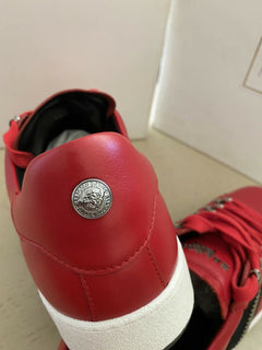 New $695 Balmain Lace-Up Low-Top Leather Sneakers Red 12 US/45 Eu