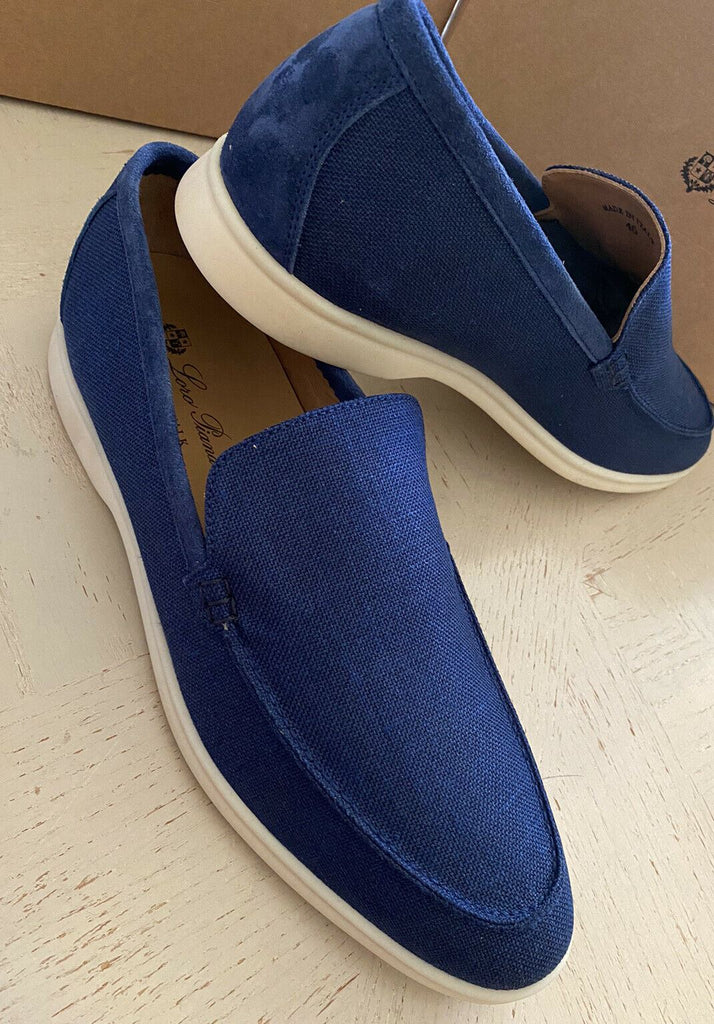 Neue 750 $ Loro Piana Herren Canvas/Suedy Loafers Schuhe Blau 13 US/46 Eu Italien