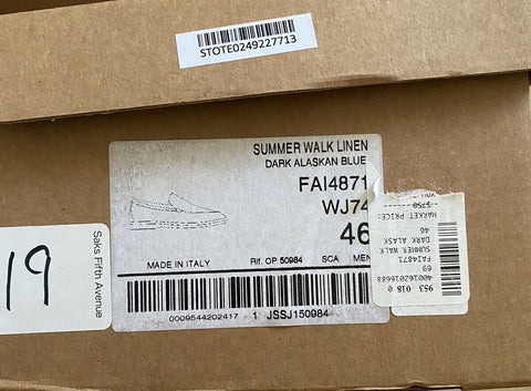 New $750 Loro Piana Men’s Canvas/Suedy Loafers Shoes Blue 13 US/46 Eu Italy