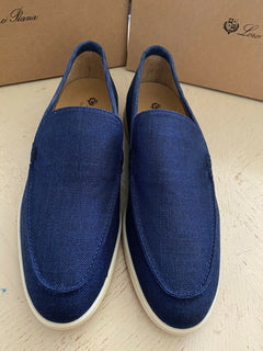 Neue 750 $ Loro Piana Herren Canvas/Suedy Loafers Schuhe Blau 13 US/46 Eu Italien