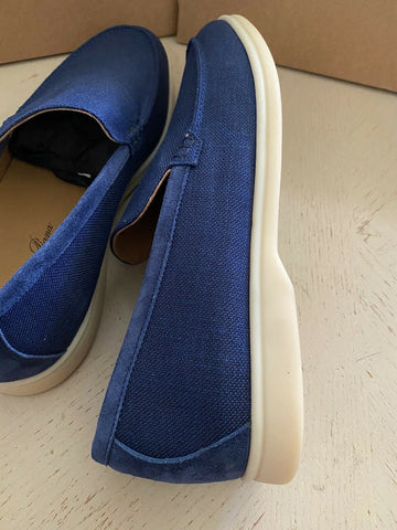 New $750 Loro Piana Men’s Canvas/Suedy Loafers Shoes Blue 13 US/46 Eu Italy