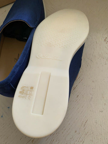 New $750 Loro Piana Men’s Canvas/Suedy Loafers Shoes Blue 13 US/46 Eu Italy