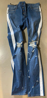 Neu mit Etikett: 995 $ Balmain Herren Distressed Side Tope Jeans Blau 40 (gemessen 42)