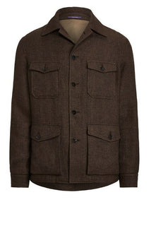 Neu mit Etikett: 1495 $ Ralph Lauren Purple Label Herren Snowdon Fischgrätenjacke Braun 44 US
