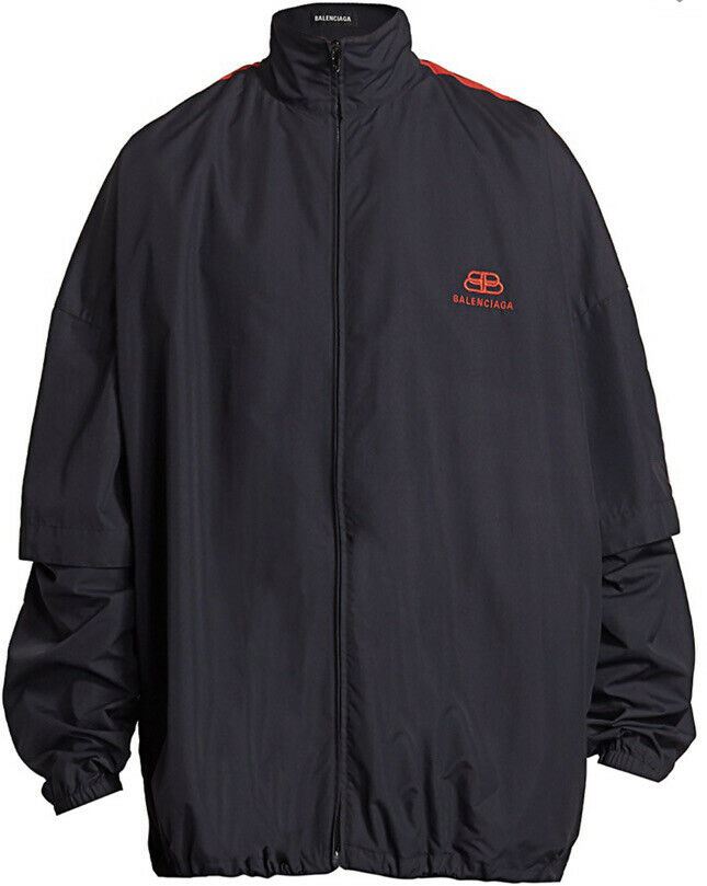 Neue übergroße Herren-Trainingsjacke mit doppelten Ärmeln und Reißverschluss von Balenciaga im Wert von 1.590 US-Dollar, 38 US/48E