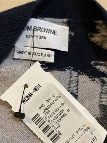 Новый кашемировый кардиган цвета интарсии Thom Browne Forest Scenery за 1800 долларов США, серый/темно-синий 6