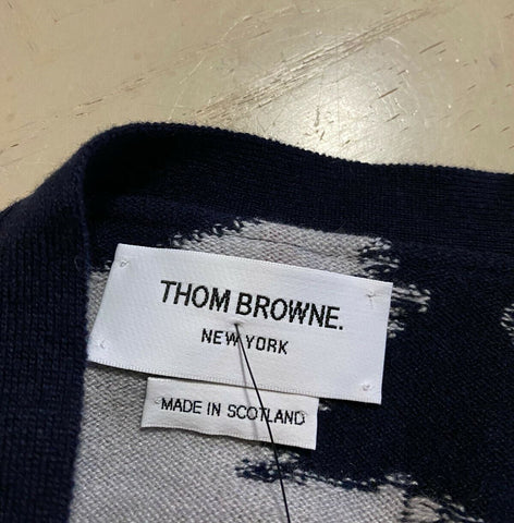 Новый кашемировый кардиган цвета интарсии Thom Browne Forest Scenery за 1800 долларов США, серый/темно-синий 6