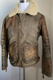 Neu $2498 Ralph Lauren Isländische Bomberjacke aus Leder mit Scherkragen, Braun M