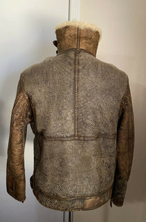 Neu $2498 Ralph Lauren Isländische Bomberjacke aus Leder mit Scherkragen, Braun M