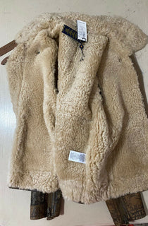 Neu $2498 Ralph Lauren Isländische Bomberjacke aus Leder mit Scherkragen, Braun M