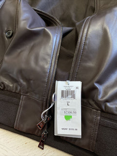 Neu $3295 Ralph Lauren Purple Label Herren Pionge Lederjacke Mantel Braun L Italien