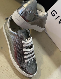 NIB 750 $ Givenchy Damen Ledersneaker Silber 7,5 US/37,5 Eu