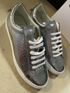 NIB 750 $ Givenchy Damen Ledersneaker Silber 7,5 US/37,5 Eu