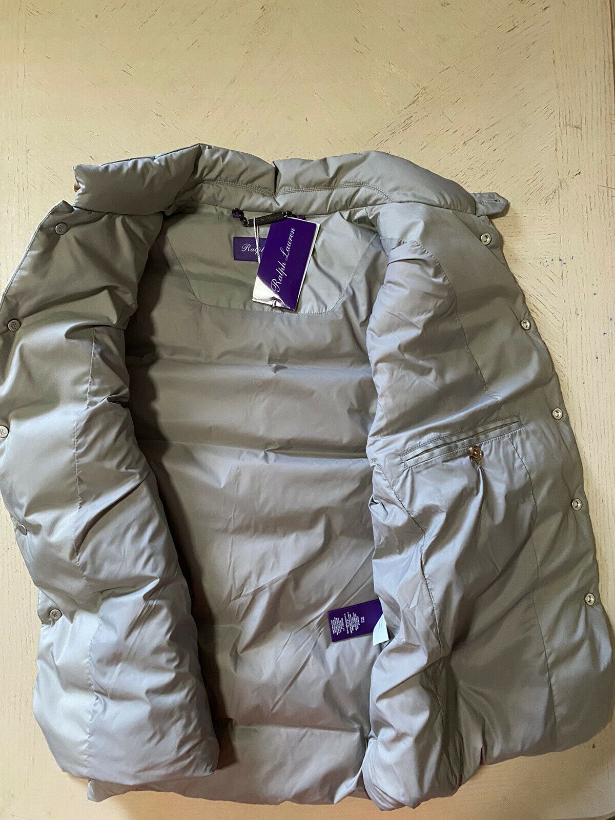New $995 Ralph Lauren Purple Label Men Whitwell Puffer Vest LT Gray L
