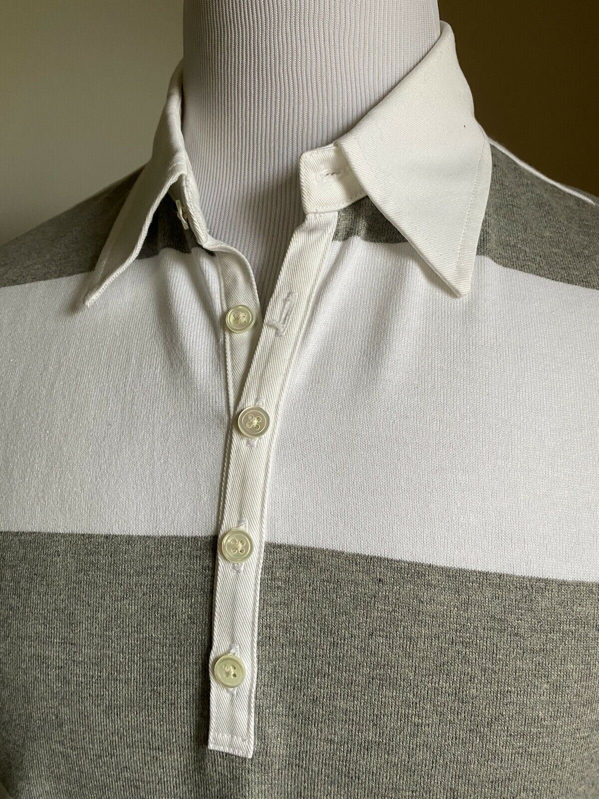 NWT $560  Thom Browne Short Sleeve Cotton Rugby Polo Shirt White/Gray 2 ( M )