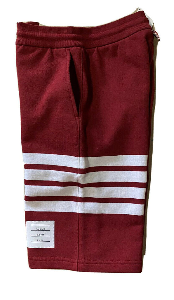 Neu mit Etikett: 550 $ Thom Browne Herren-Sweatshorts aus klassischer Baumwolle mit Kordelzug, Burgunderrot 0 (XS)
