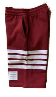 Neu mit Etikett: 550 $ Thom Browne Herren-Sweatshorts aus klassischer Baumwolle mit Kordelzug, Burgunderrot 0 (XS)