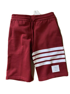 Neu mit Etikett: 550 $ Thom Browne Herren-Sweatshorts aus klassischer Baumwolle mit Kordelzug, Burgunderrot 0 (XS)