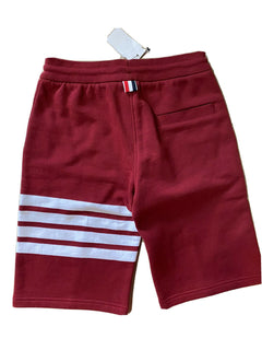 Neu mit Etikett: 550 $ Thom Browne Herren-Sweatshorts aus klassischer Baumwolle mit Kordelzug, Burgunderrot 0 (XS)