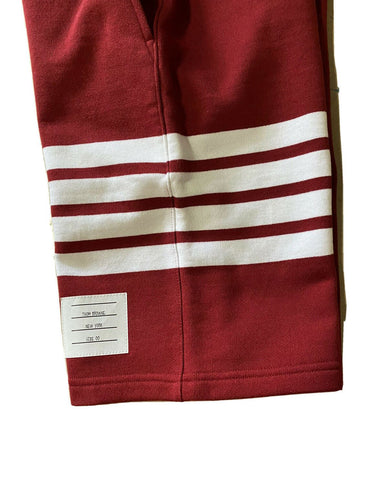 NWT $550 Thom Browne Men Classic Drawstring Cotton Sweatshort Burgundy 0 ( XS )