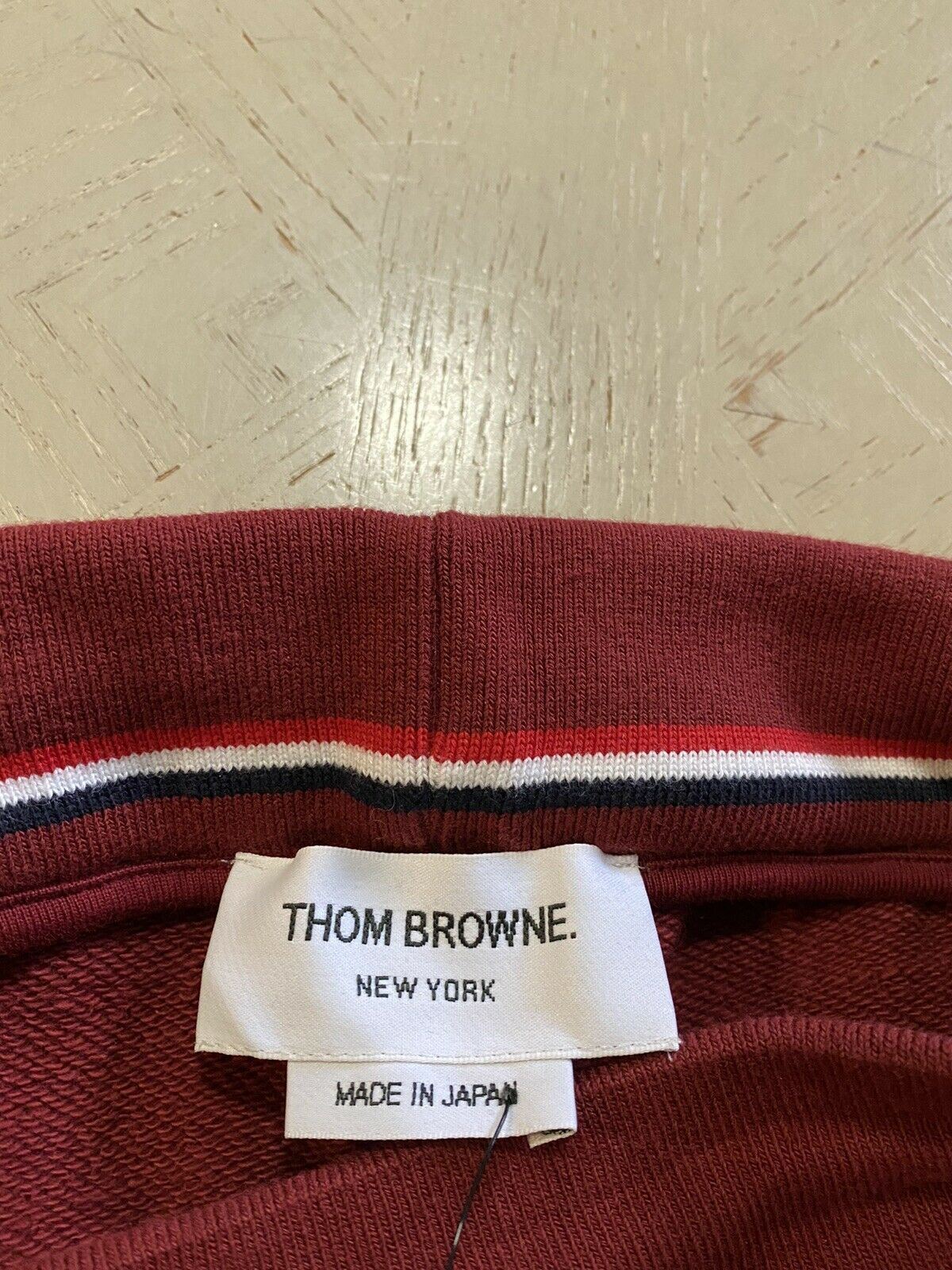 NWT $550 Thom Browne Men Classic Drawstring Cotton Sweatshort Burgundy 0 ( XS )