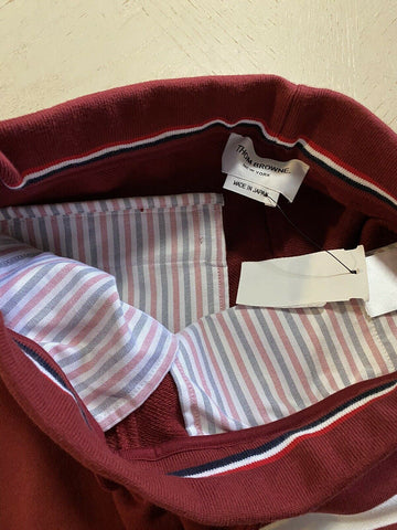 NWT $550 Thom Browne Men Classic Drawstring Cotton Sweatshort Burgundy 0 ( XS )