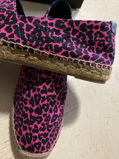 NIB Saint Laurent Flache Espadrille-Schuhe mit Leopardenmuster für Damen, Rot/Schwarz, 9 US/39 Eu