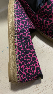 NIB Saint Laurent Flache Espadrille-Schuhe mit Leopardenmuster für Damen, Rot/Schwarz, 9 US/39 Eu