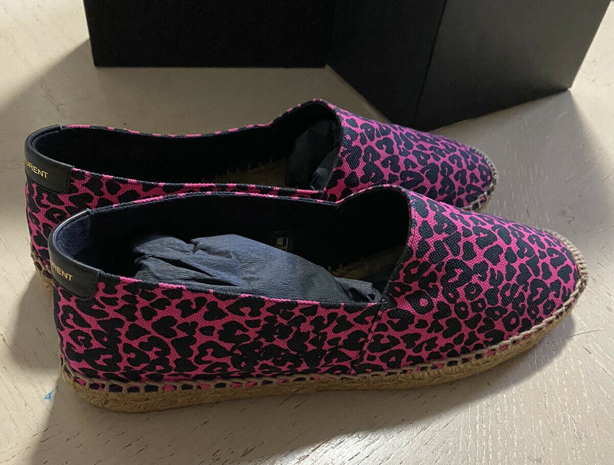 NIB Saint Laurent Flache Espadrille-Schuhe mit Leopardenmuster für Damen, Rot/Schwarz, 9 US/39 Eu