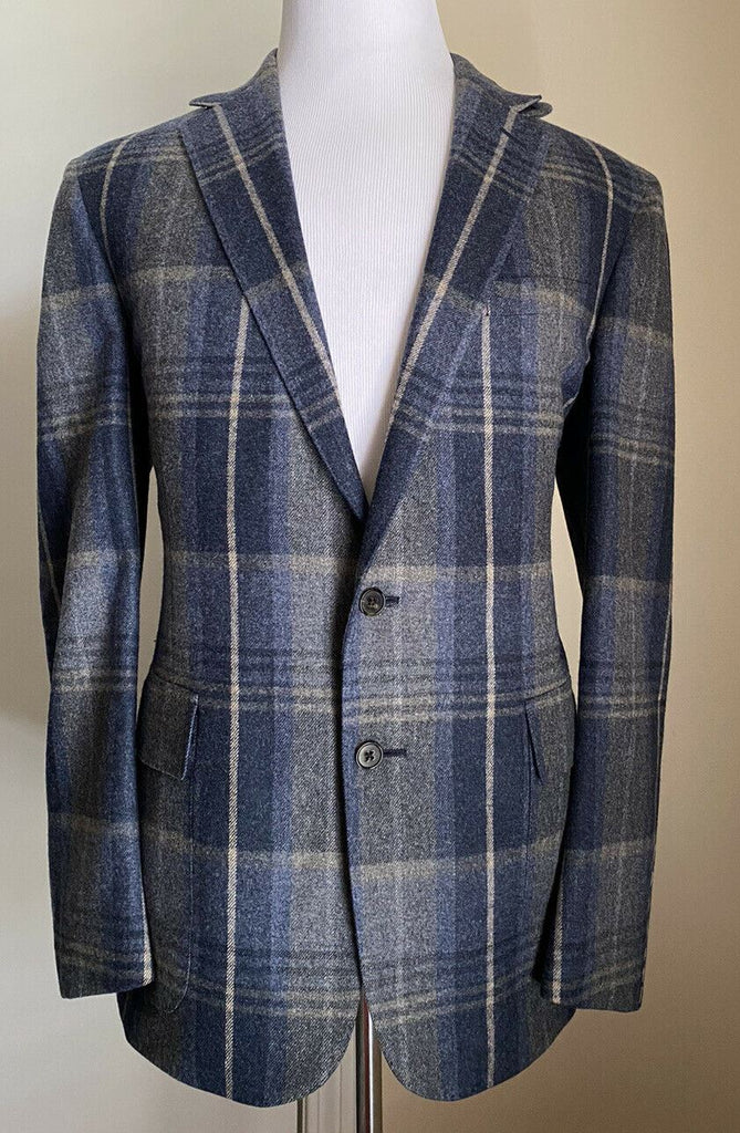 Neu mit Etikett: 2295 $ Ralph Lauren Purple Label Herren Sportmantel Blazer Blau kariert 44 US Italien