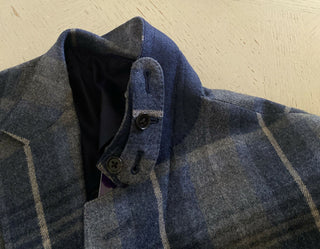 Neu mit Etikett: 2295 $ Ralph Lauren Purple Label Herren Sportmantel Blazer Blau kariert 44 US Italien