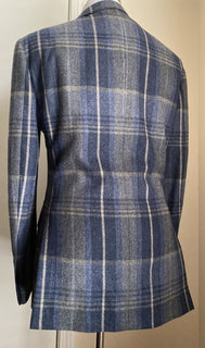 Neu mit Etikett: 2295 $ Ralph Lauren Purple Label Herren Sportmantel Blazer Blau kariert 44 US Italien
