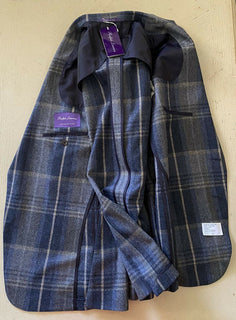 Neu mit Etikett: 2295 $ Ralph Lauren Purple Label Herren Sportmantel Blazer Blau kariert 44 US Italien