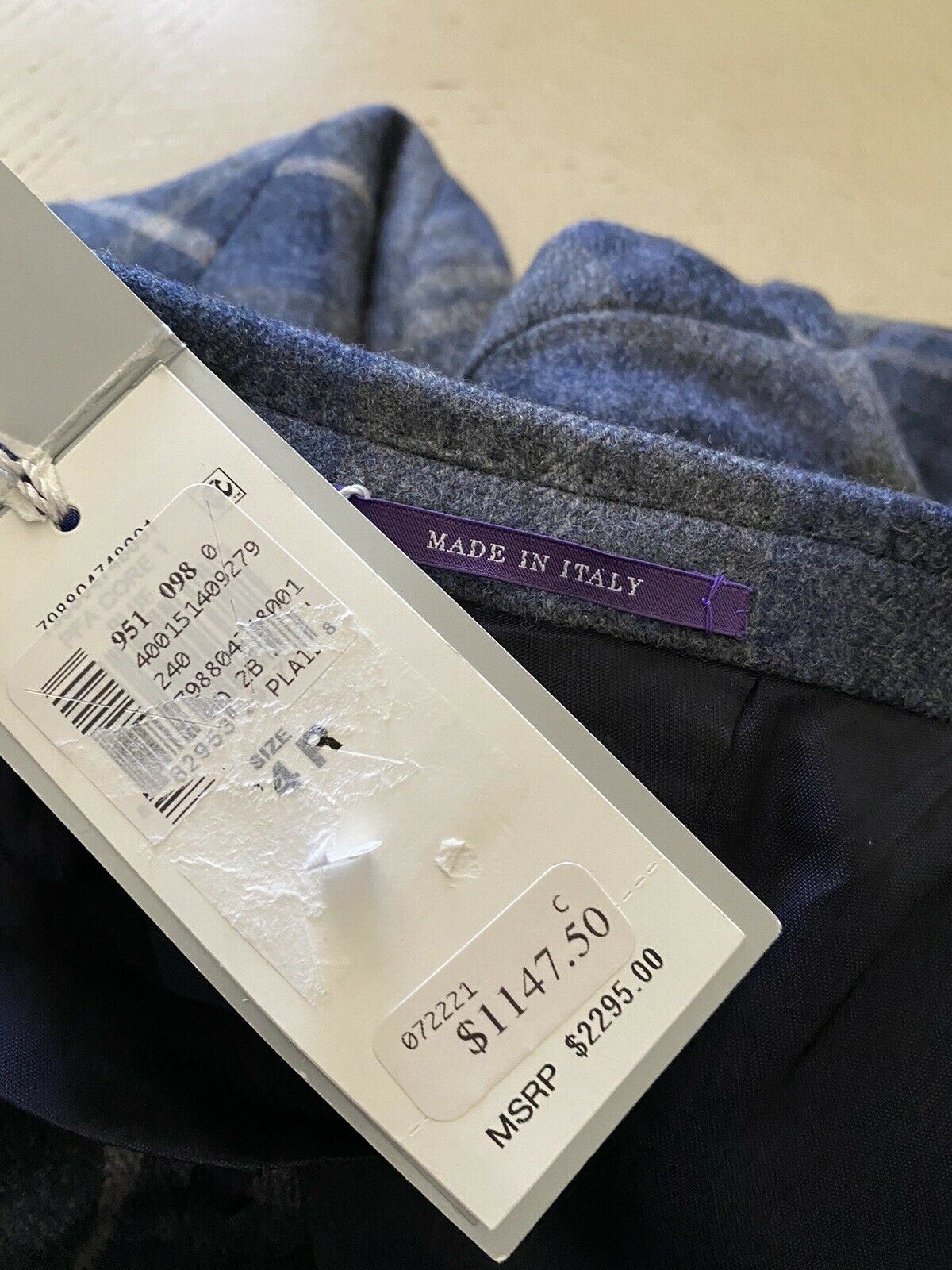 NWT $2295 Ralph Lauren Purple Label Men Sport Coat Blazer Blue Plaid 44 US Italy