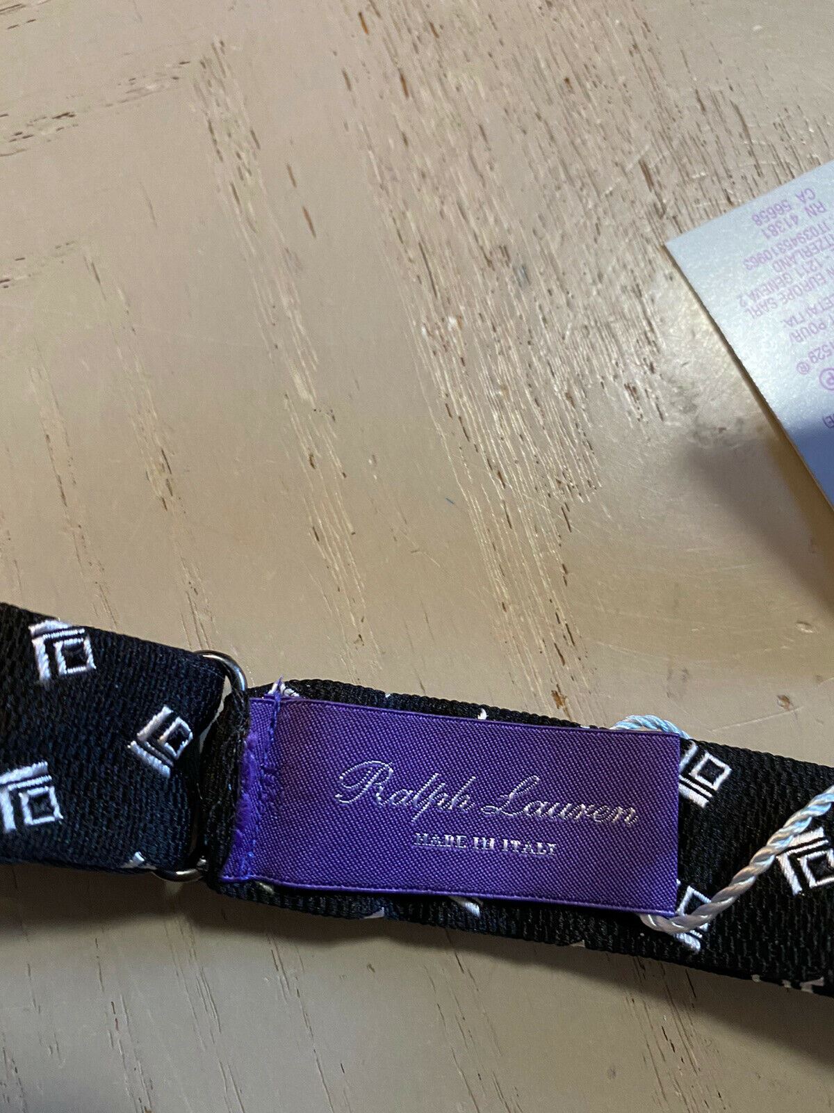 New $195 Ralph Lauren Purple Label Jacquard Silk Biometric Bow Tie Black Italy