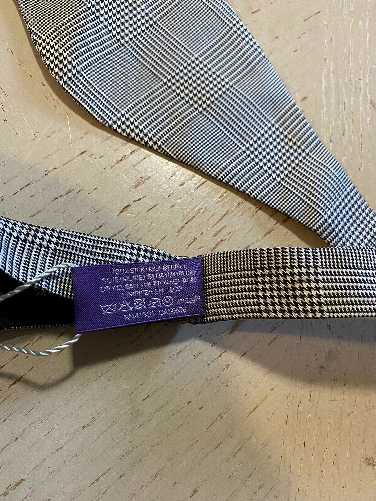 New $195 Ralph Lauren Purple Label Prince of Wale’s Silk Bow Black/Cream Bow Tie