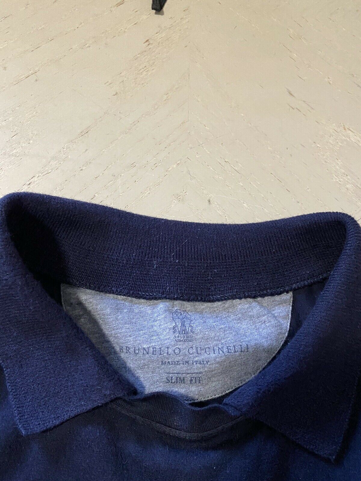 Мужская футболка узкого кроя темно-синего цвета Brunello Cucinelli, размер L, Италия, $595