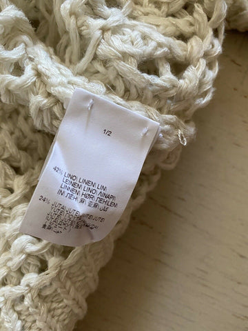 New $2595 Brunello Cucinelli Women Open Weave Cardigan Sweater Color Oatmeal XL