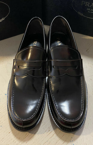 New PRADA Men’s Leather Spazzolato Loafers Shoes Burnt Brown 11.5 US Italy