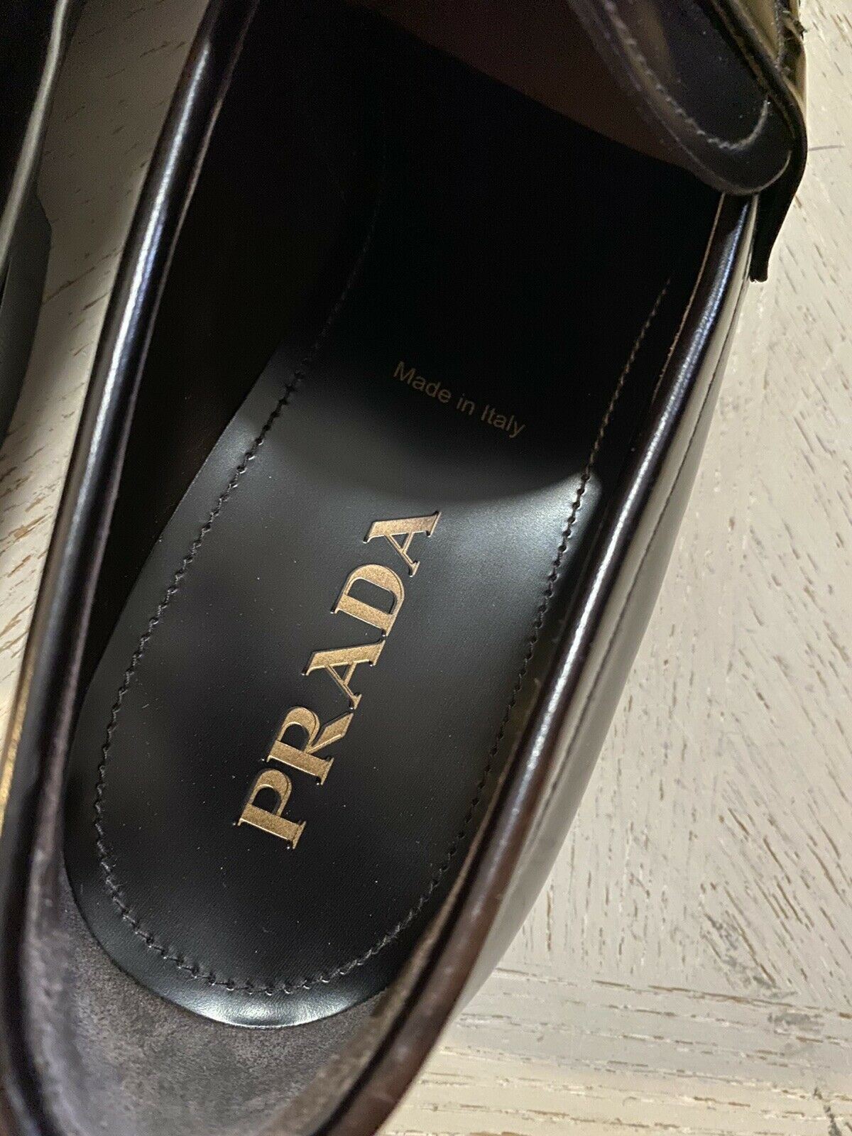 New PRADA Men’s Leather Spazzolato Loafers Shoes Burnt Brown 11.5 US Italy